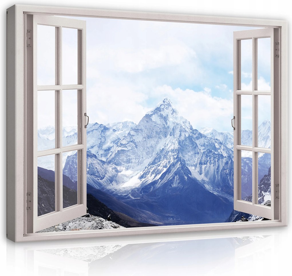 Vászonkép Ablak Hegyek Természet Vászon Nappali Hálószoba Fürdőszoba Modern 100x70