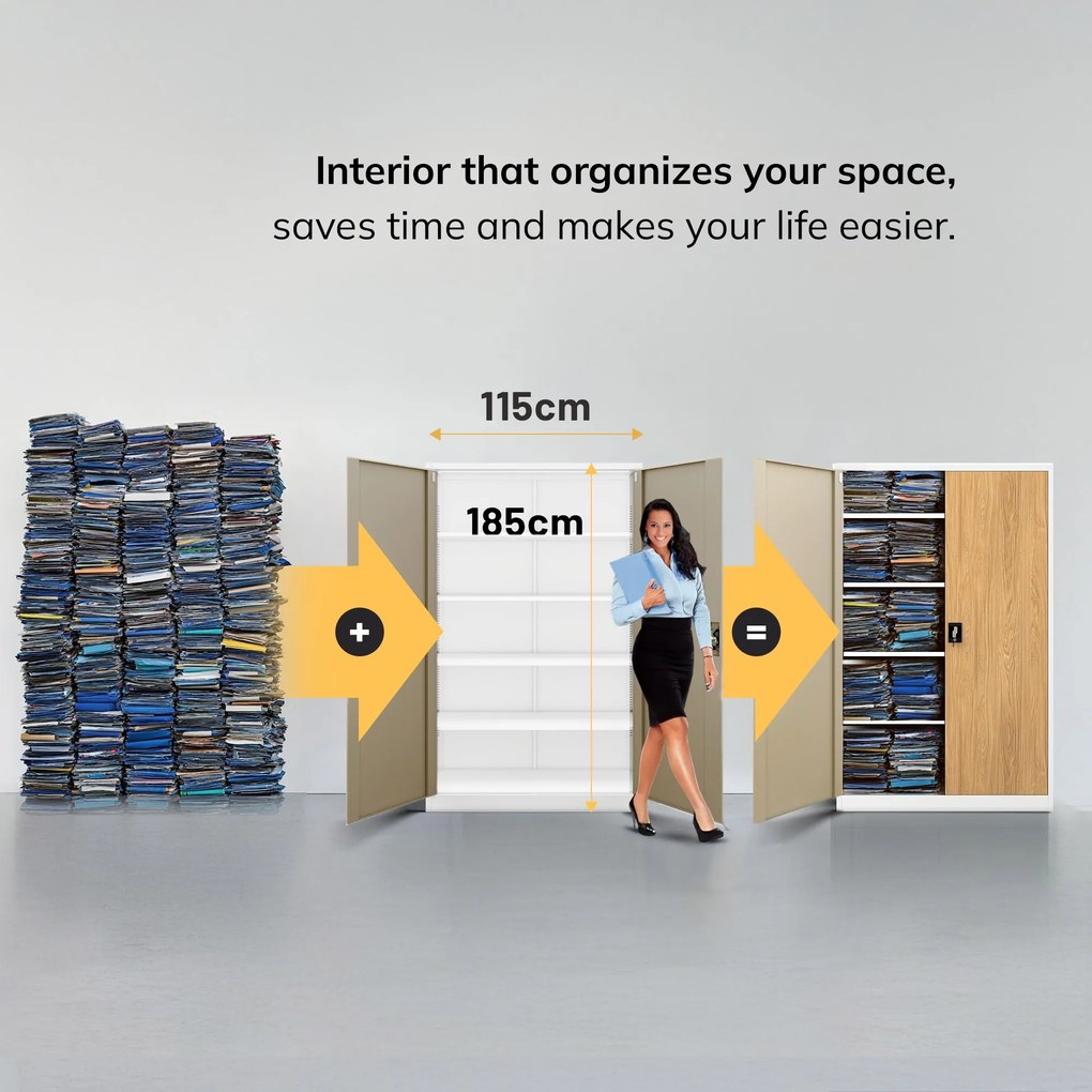 Fém irodagardrób Fehér/ Aranytölgy: Eco Design JAN II