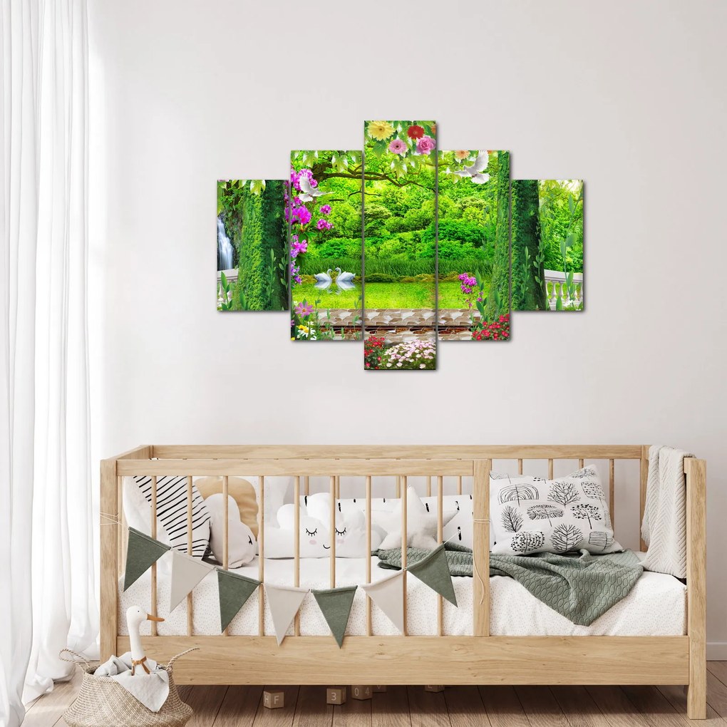 Kép - Varázslatos kert hattyúkkal (150x105 cm)