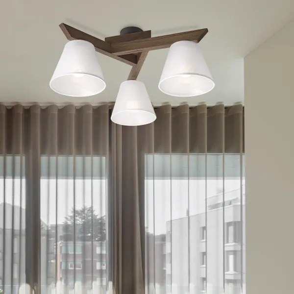 Brilagi - LED mennyezeti lámpa ANTHONY 3xE14/40W/230V diófa/fehér