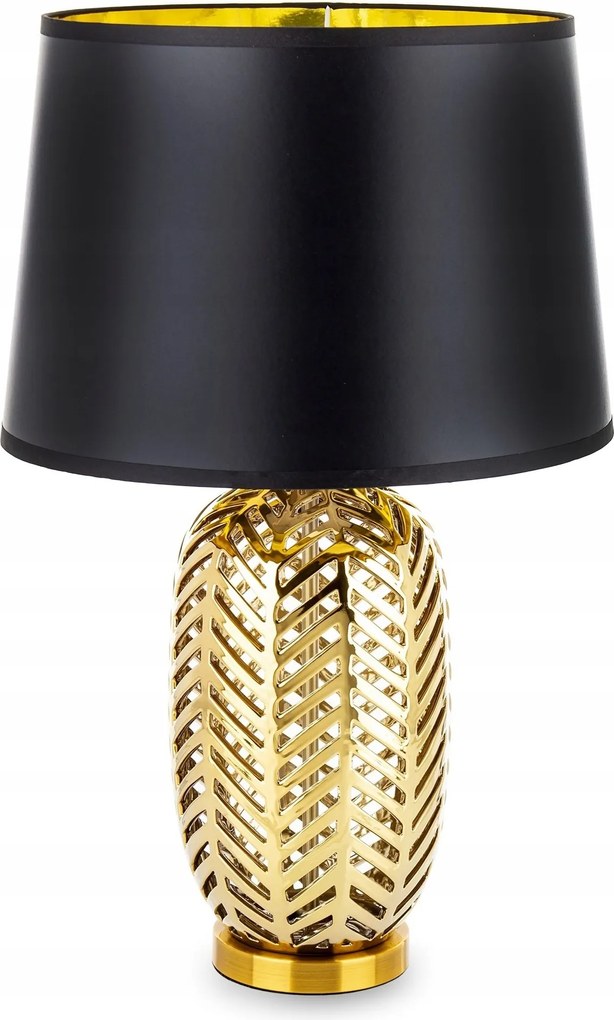Nagy asztali lámpa lámpabúra fekete-arany lámpabúra kerámia dekoráció