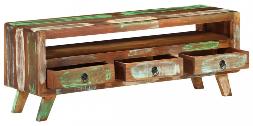 többszínű tömör újrahasznosított fa TV-szekrény 110x30x40 cm