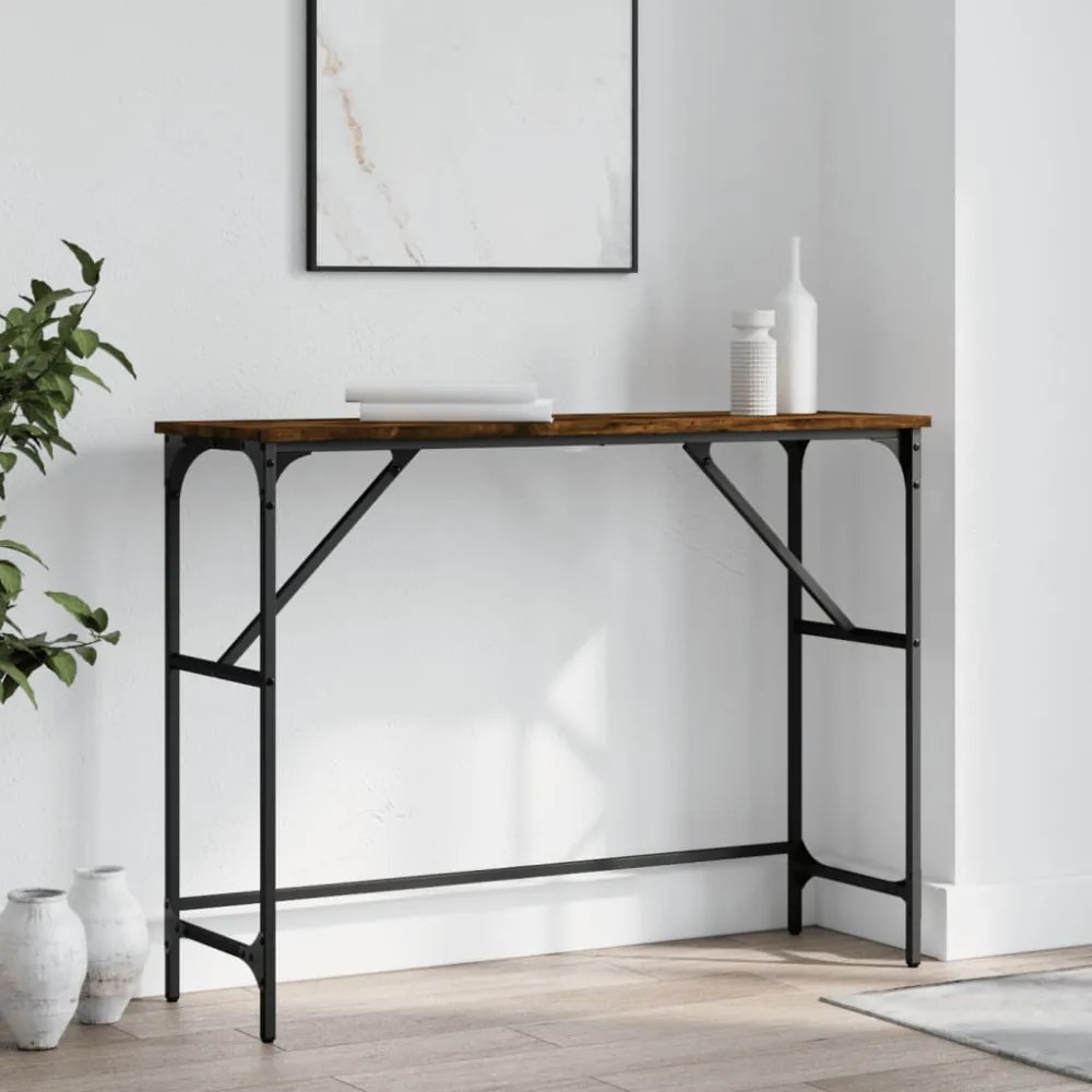 füstös tölgy színű szerelt fa tálalóasztal 100x32x75 cm
