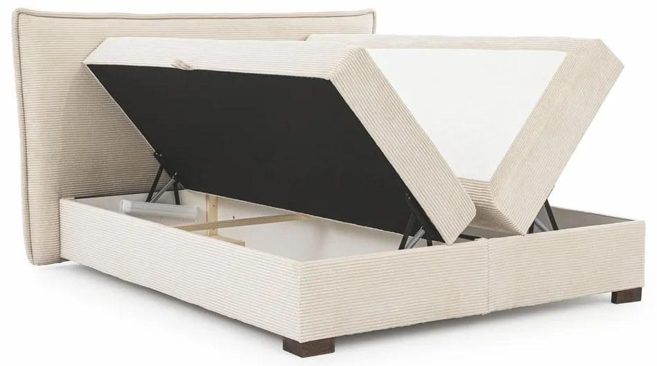 Bézs ágyneműtartós boxspring ágy 200x200 cm Lysa – Ropez