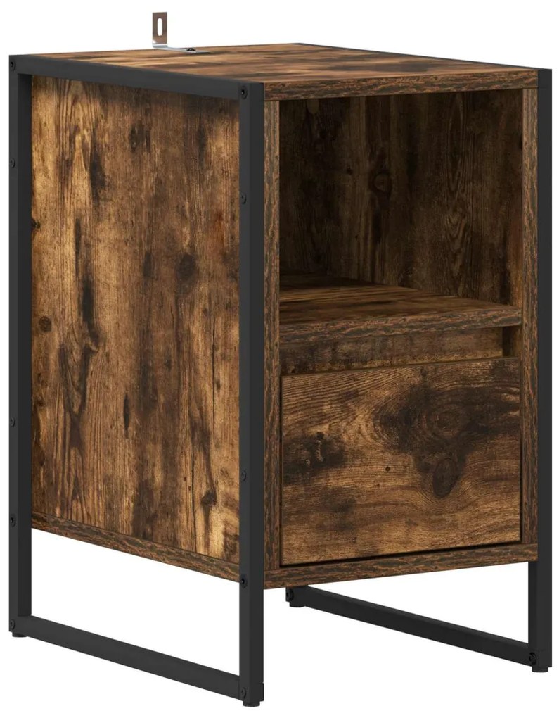 vidaXL Éjjeli asztal fiókkal Füstös tölgy 39,5 x 30 x 50 cm Faanyag