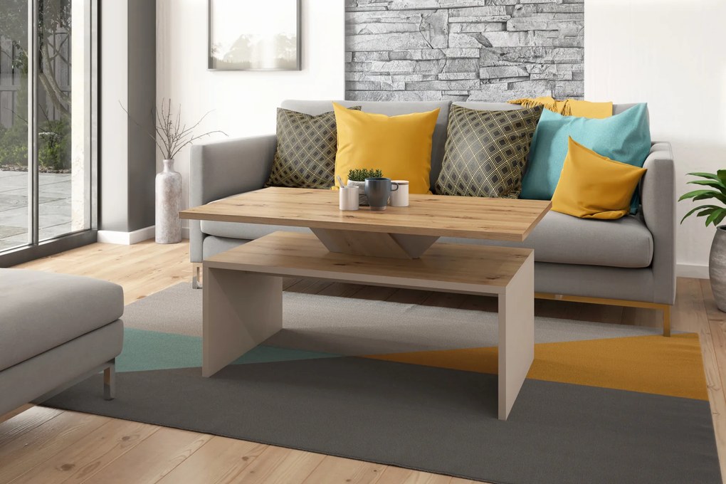 Mazzoni SISI Artisan Tölgy / Bézs (Pezsgő) - MODERN DOHÁNYZÓASZTAL