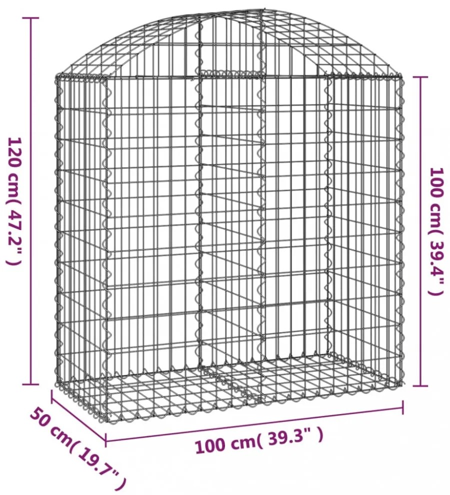 íves horganyzott vas gabion kosár 100x50x100/120 cm