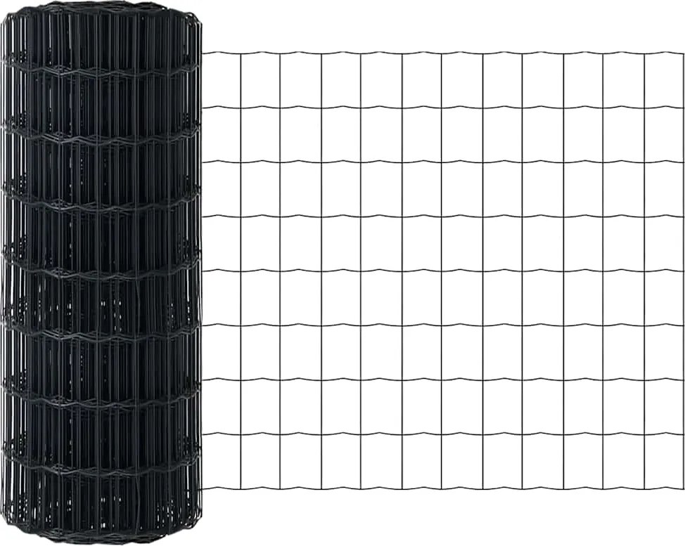 vidaXL Európai Kerítés Szürke 0,4 x 10 m PVC-bevonatú vas