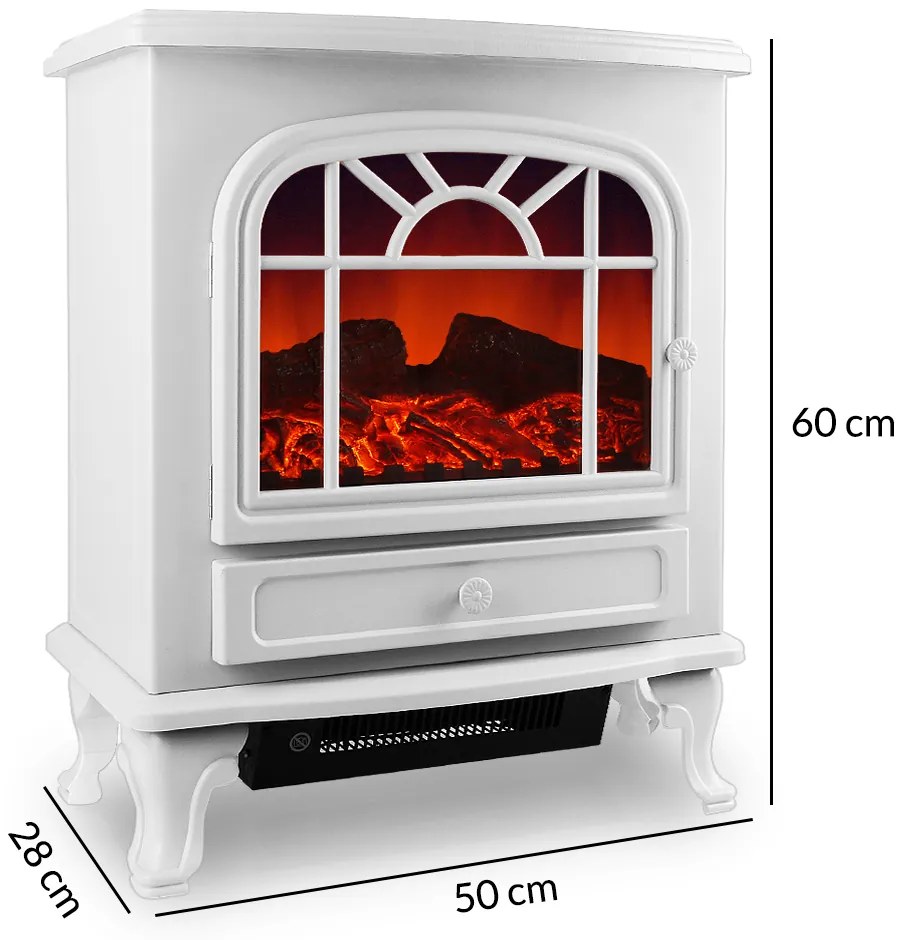 monzana® Elektromos kandalló ventilátoros fűtéssel és tűzzel 2000W fehér