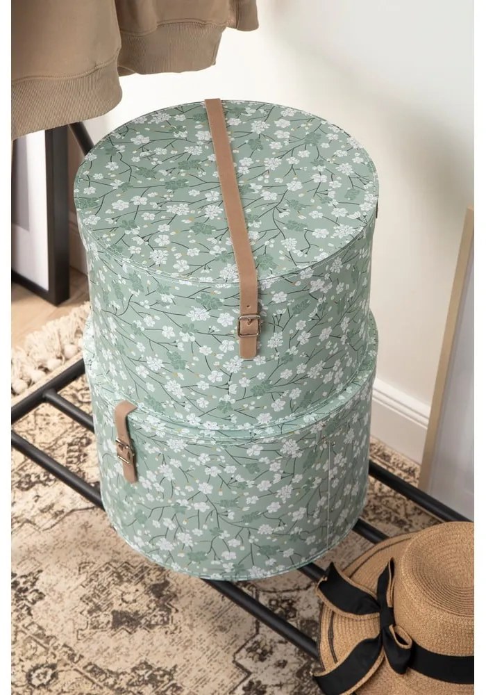 Világoszöld fedeles karton tárolódoboz szett 2 db-os ø 37,5x25,5 cm Rut Paper Laminate – Bigso