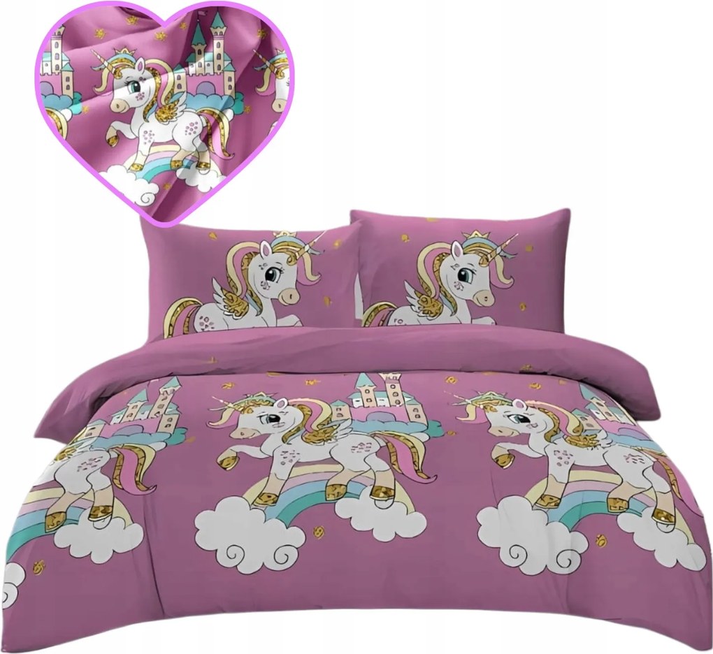 Ágyneműhuzat 160x200 Pamut Szatén 2 párnahuzat Póni Pónik Nagy Mintaválaszték