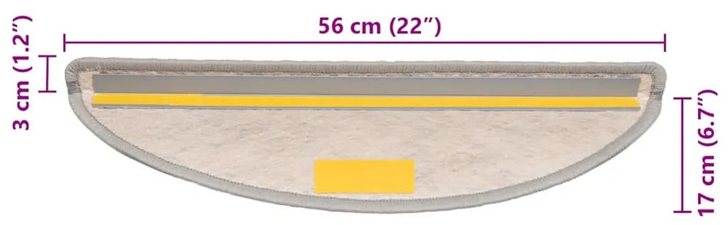 15 db szizál hatású platina öntapadó lépcsőszőnyeg 56x17x3 cm