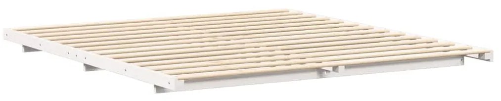 Földi ágykeret Fehér 200 x 200 cm Tömör fenyőfa