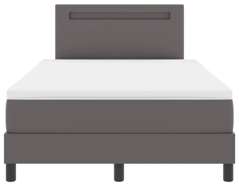 Boxspring Ágy Matraccal – Szürke Kis Dupla Műbőr