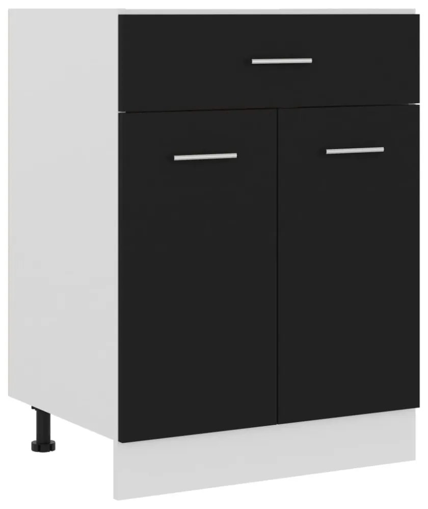 “Lyon” fekete szerelt fa fiókos alsószekrény 60 x 46 x 81,5 cm