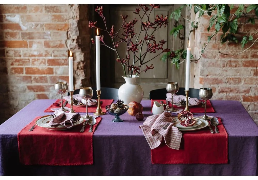 Piros-natúr színű poháralátét szett 4 db-os – Linen Tales