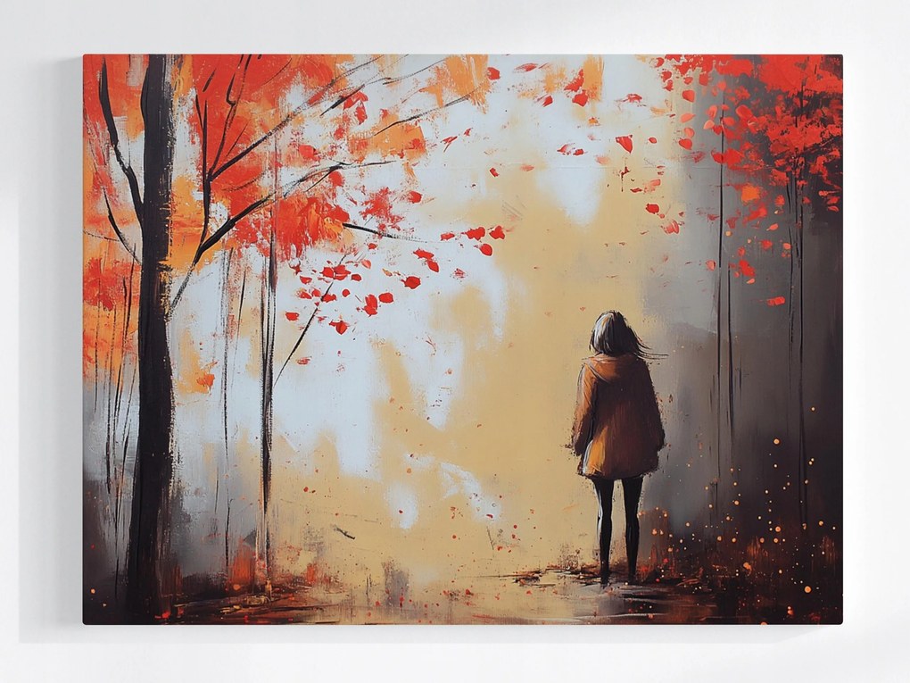 Canvas Vászonkép Nő Lány Ősz Szél Melankólia 80x60