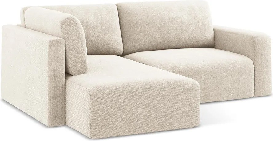 Krémszínű zsenília kinyitható-tárolóhelyes sarokkanapé (bal oldali-L alakú) Kona – Makamii