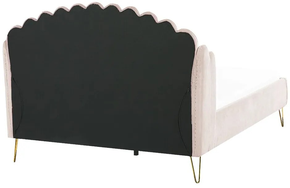 Franciaágy 140 cm Alise (bézs bársony) (ágyráccsal). 1077500
