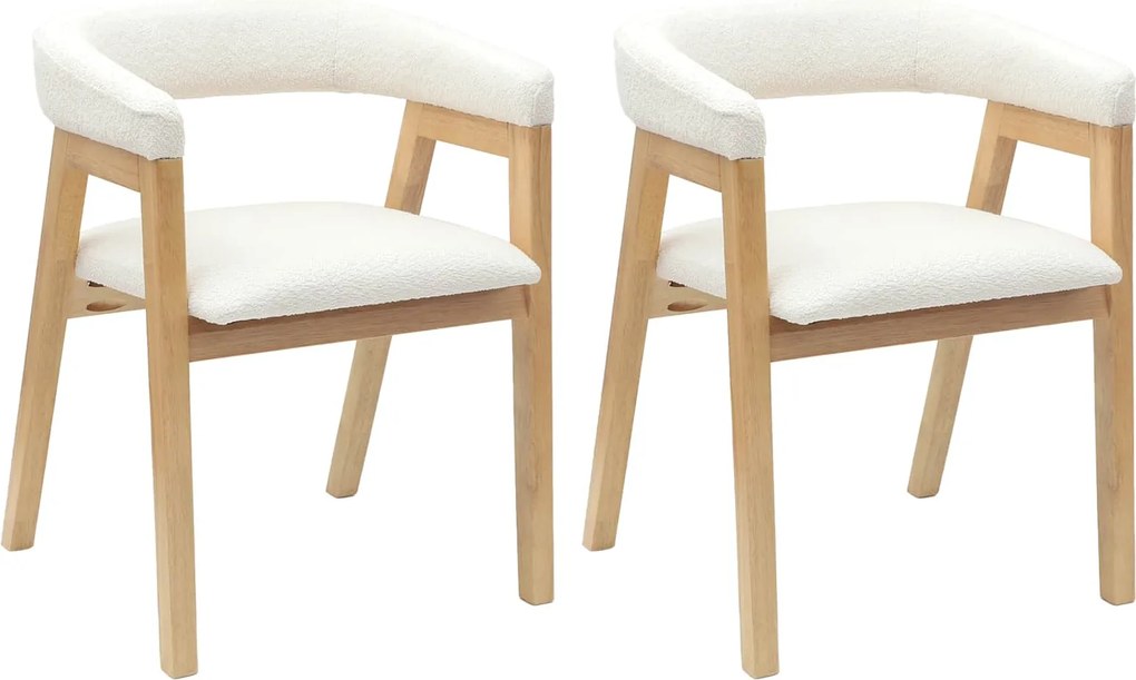 vidaXL Étkező Székek 2 pcs Természetes 54 x 57 x 73 cm Tömör Gumi Fa