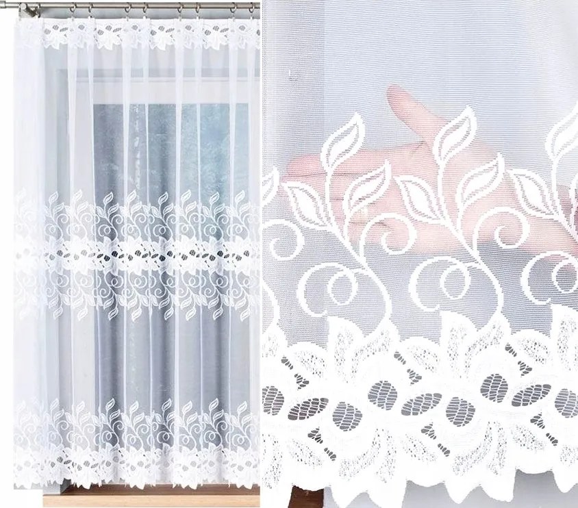 Bastia jacquard függöny mintás 648107 magasság 160cm, fehér színben (méterenként)