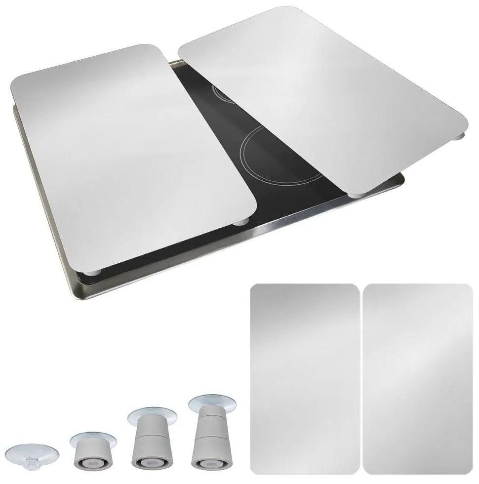 Edzett üveg tűzhely fedőlap szett 2 db-os 30x52 cm Universal Silver – Wenko