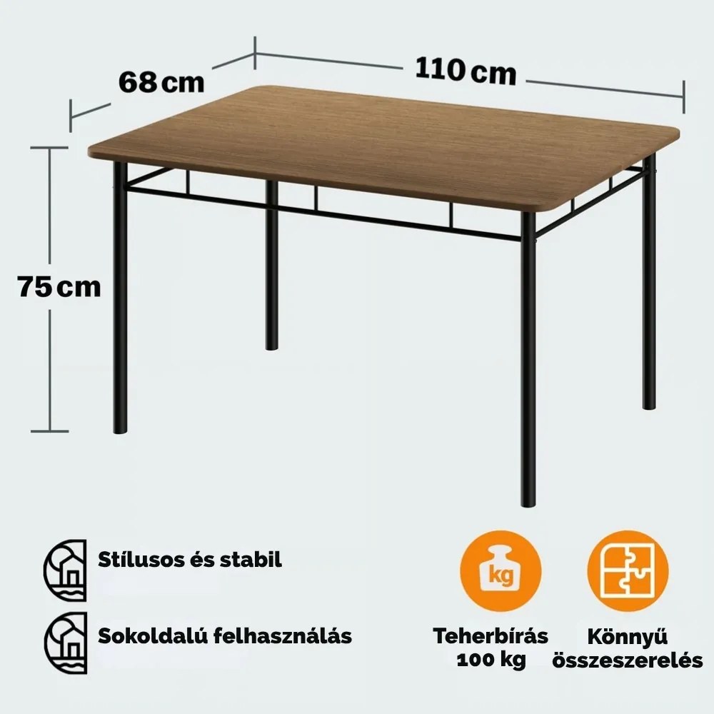 LEO étkezőgarnitúra, 5 részes, fekete/barna Casaria