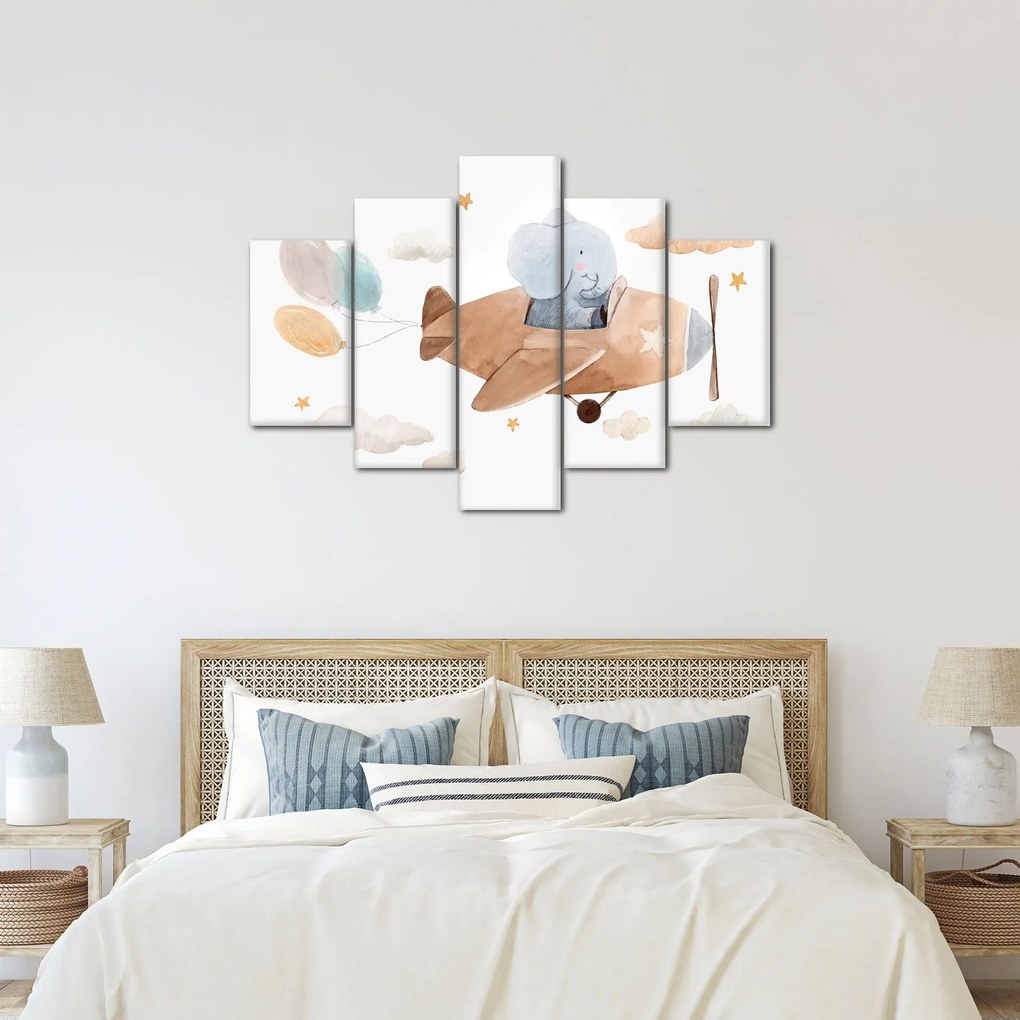 Kép - Akvarell elefánt egy repülőgépen (150x105 cm)