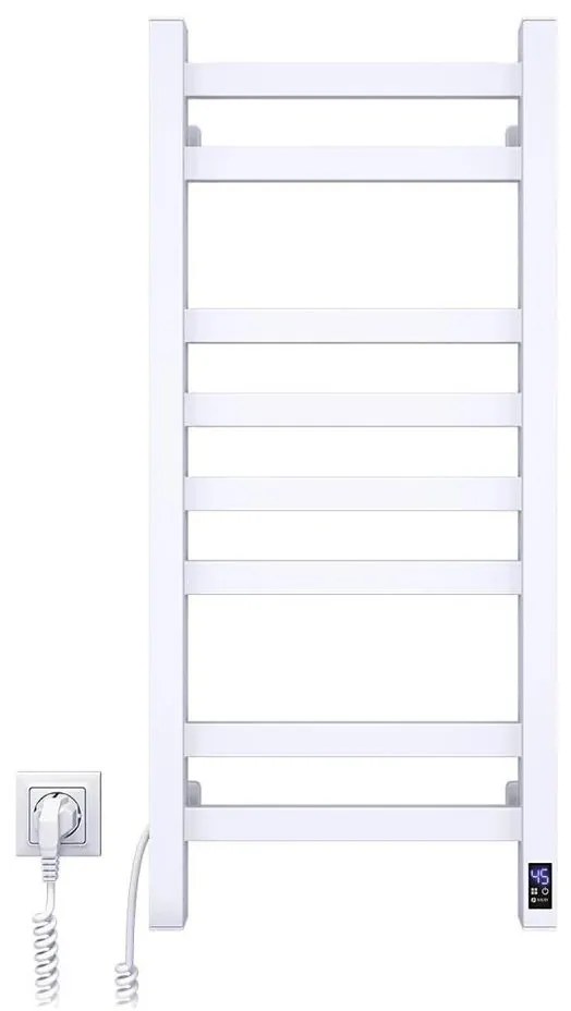 AVANGARD fürdőszobai törölközőszárító radiátor termosztáttal 251W/230V 80,6 cm IP44 fehér, bal oldali