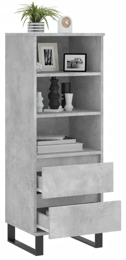 betonszürke szerelt fa magasszekrény 40 x 36 x 110 cm
