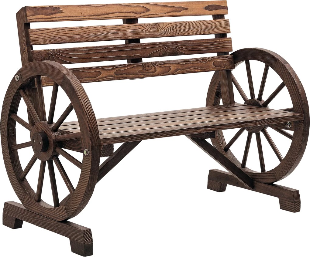Outsunny 2-Fős Kerti Pad, Időjárásálló Pad Háttámlával és Karfákkal, Kerek Forma, Park Pad 240 kg Kapacitással, Balkon Pad, Fa Pad Balkonra, Kertbe, 1