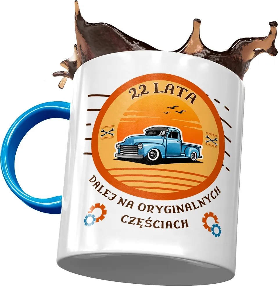 Kék Bögre Születésnapra 22 22. 22. Nyomtatott Fotóval