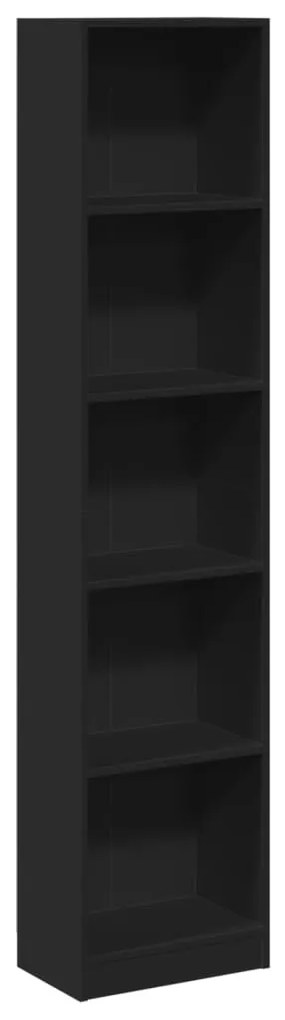 fekete szerelt fa könyvszekrény 40 x 24 x 176 cm
