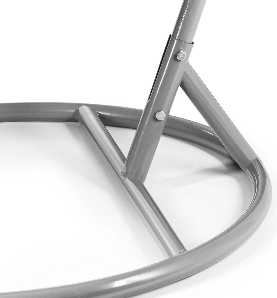 Szürke KOKON függőszék állvánnyal, fehér-szürke párnával