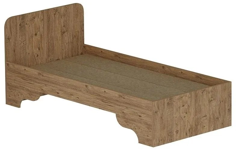 Egyszemélyes ágy 80 cm Poleso 2 (atlanti fenyő + bézs) (ágyráccsal). 1094827