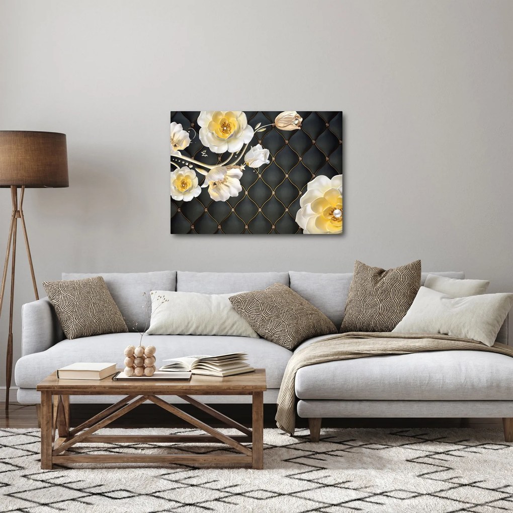 Fehér rózsa virágok képe (70x50 cm)