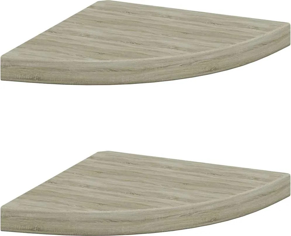vidaXL 2 db tölgyszínű MDF lebegő sarokpolc 35 x 35 x 3,8 cm