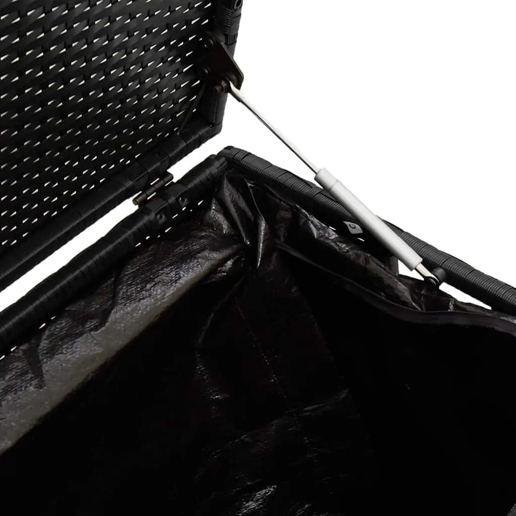 fekete polyrattan kerti tárolóláda 110 x 50 x 58 cm