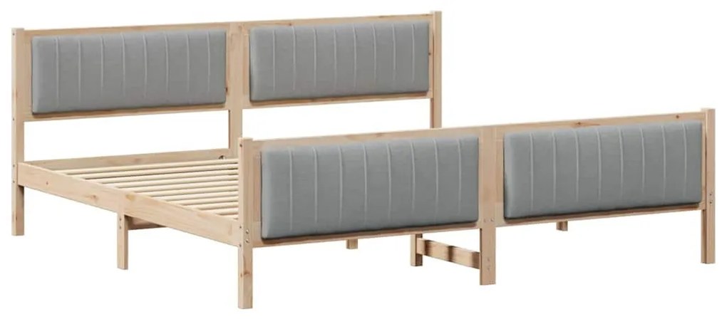 Ágykeret Barna és világosszürke 200 x 200 cm Tömör fenyőfa