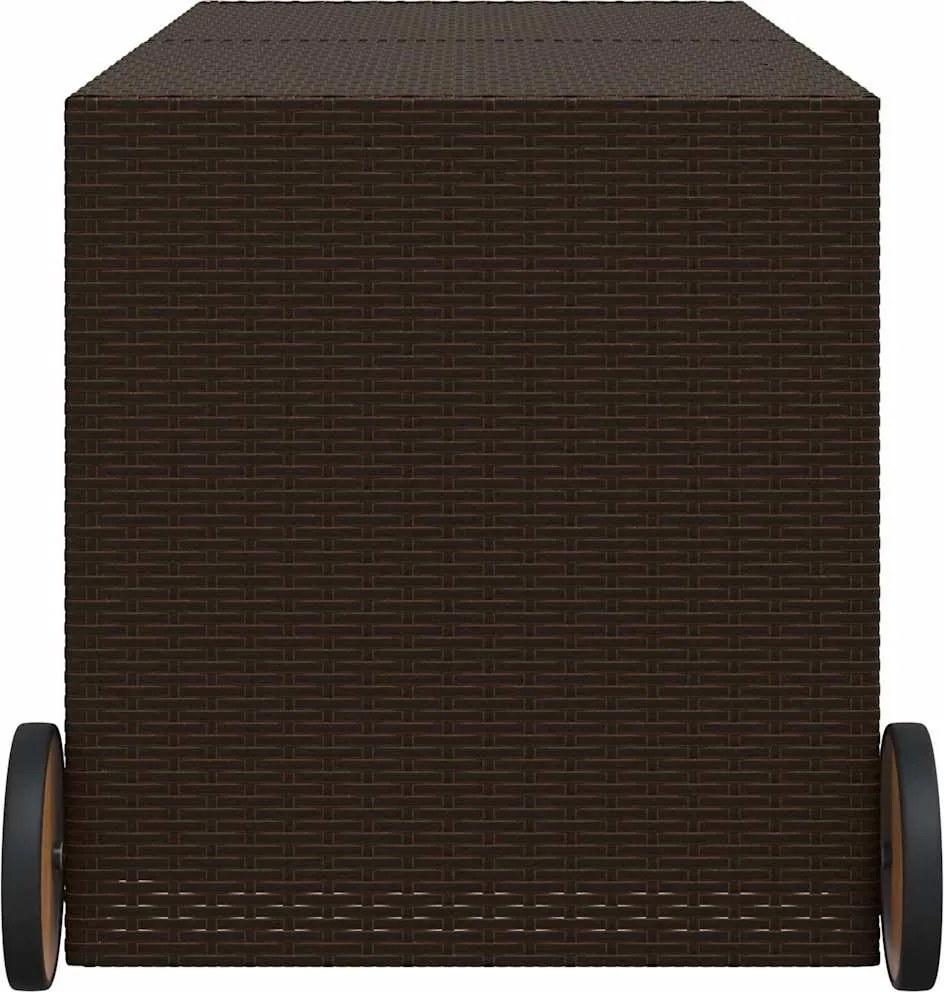 vidaXL barna polyrattan kerti tárolóláda kerekekkel 283 L