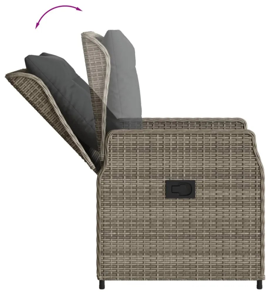 2 db szürke polyrattan dönthető kerti szék