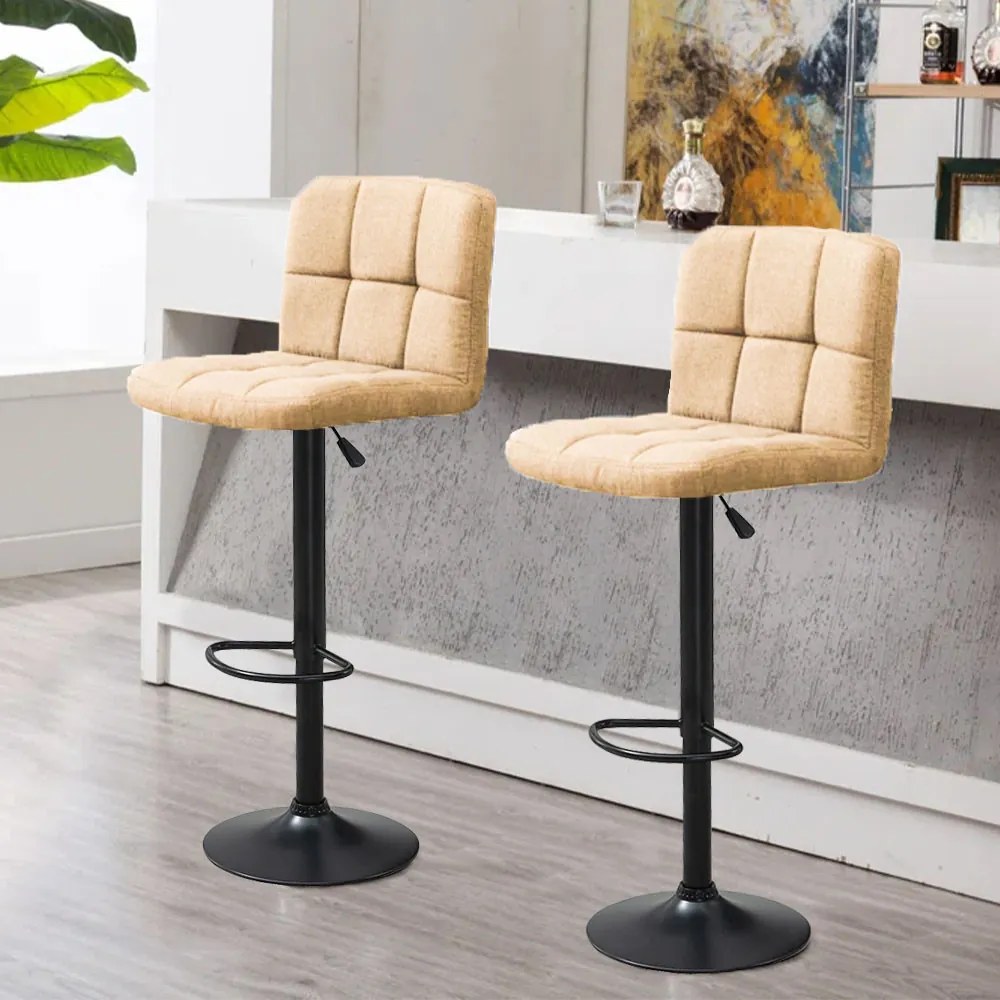 Szövet borítású bárszék, 2 db, bézs