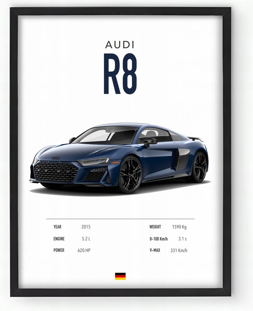 Poszter keretben Audi R8 20x30 cm Ajándék ötlet