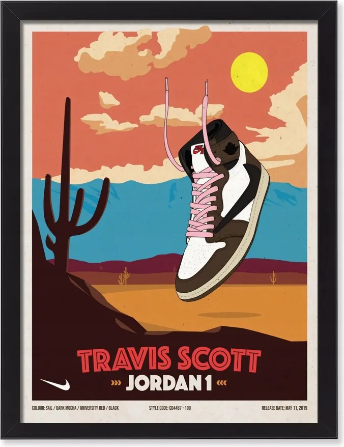 Jordan Travis Scott falikép keretben 40x30 cm