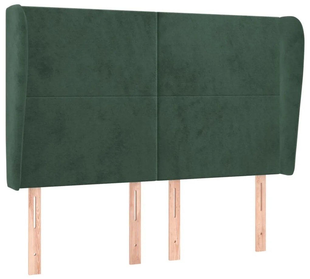 sötétzöld bársony fejtámla szárnyakkal 147 x 23 x 118/128 cm