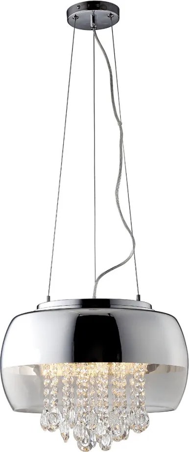 MILAGRO ML3801 LUNA Kristály Függesztett Lámpa Króm, Átlátszó E14 IP20