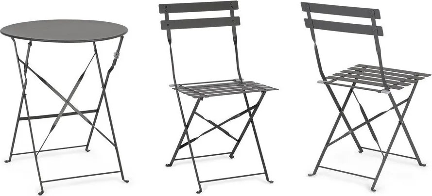 Antracitszürke acél kétszemélyes kerti étkezőgarnitúra Austin – Bizzotto