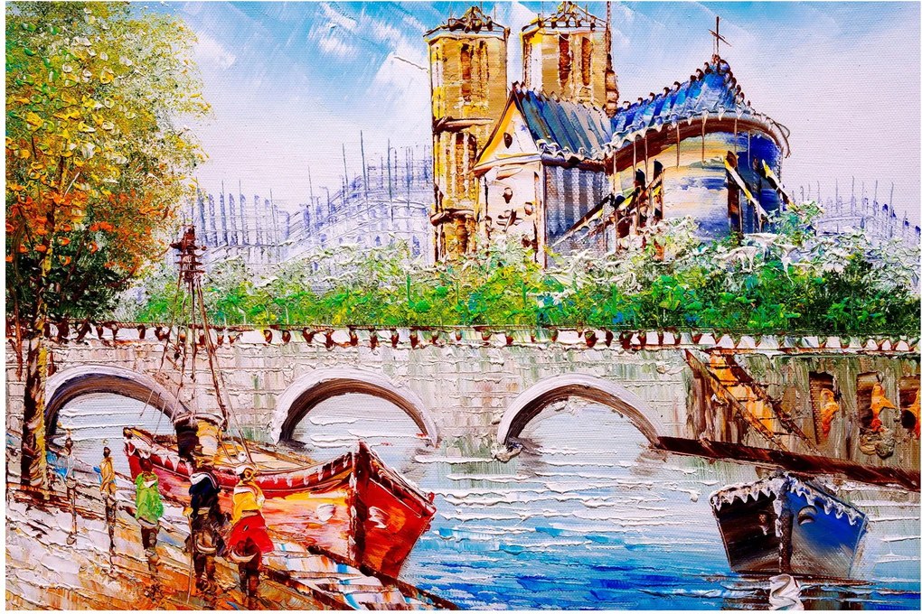 Kép - Olajfestmény a városról (90x60 cm)