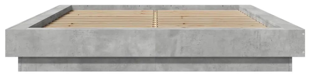 betonszürke szerelt fa ágykeret LED-del 120 x 200 cm
