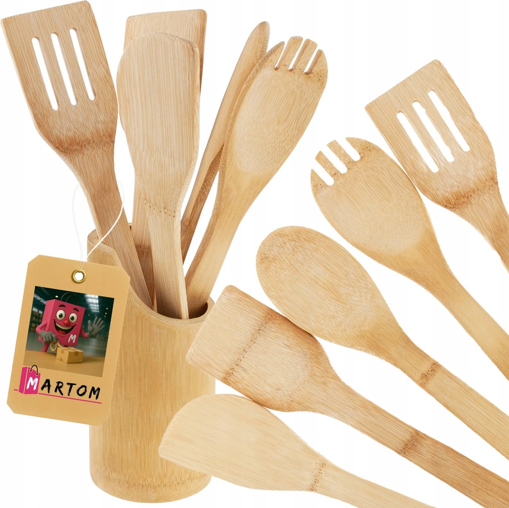 Konyhai Edény Tartozék Szett Kanál Spatula Állványban 6DB-OS